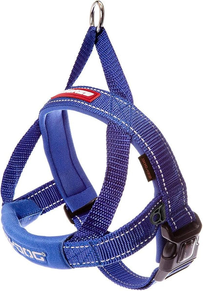 EzyDog Quick Fit Dog Harness, Soft Neoprene Padding - Large, Blue | Fast One-Click Buckle, Adjustable Fit, Strong Reinforced Materials, Reflective Stitching, No Pull Dog Harness, Easy Walking