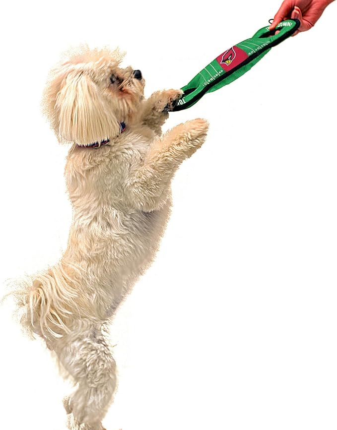 NFL Football Field DOG TOY with Squeaker. - ARIZONA CARDINALS - For Tug, Toss, and Fetch. - Tough & Durable PET TOY