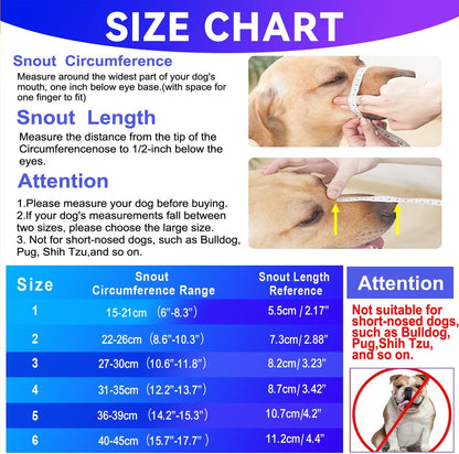 Basket Muzzle Allows Panting Drinking - Anti Biting Chewing, Suitable for Grooming Trimming Training, for Small Medium Large Dogs (Blue, Size 6)