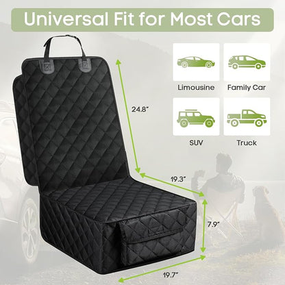 Dog Car Seat Cover, 2 Pack Waterproof Pet Front Seat Car Cover, Full Protection Dog Seat Protector with Side Flaps, Universal Size for Cars, Trucks, SUVs