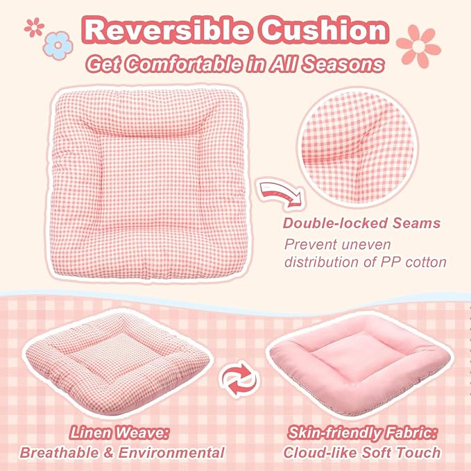 Indoor Dog House with Frame, Cute Dog Tent Bed with Cover Cave | Breathable, Washable, and Foldable House, Suitable for 14-26 Lb Puppy and Cats, Medium (20"×20"×20"), Pink