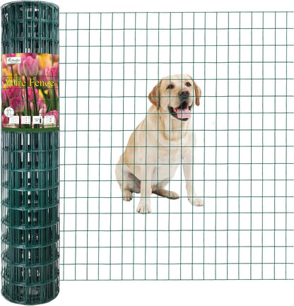 Green PVC Coated Welded Wire Fence 48 Inch x 50 Foot, 2 Inch x 3 Inch 16GA, Garden Border Fencing Roll Vinyl Coating Metal Wire Mesh for Yard Vegetable Plant Protection Poultry Netting