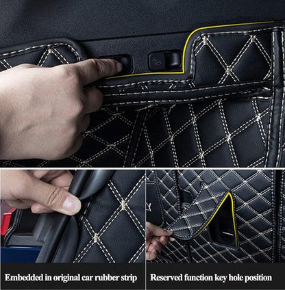 Custom Car Mats with Text & Image Personalization, Upload Your Own Word/Name/Photo, All-Weather Leather Floor Liners for SUV Sedan Truck- Black/Black