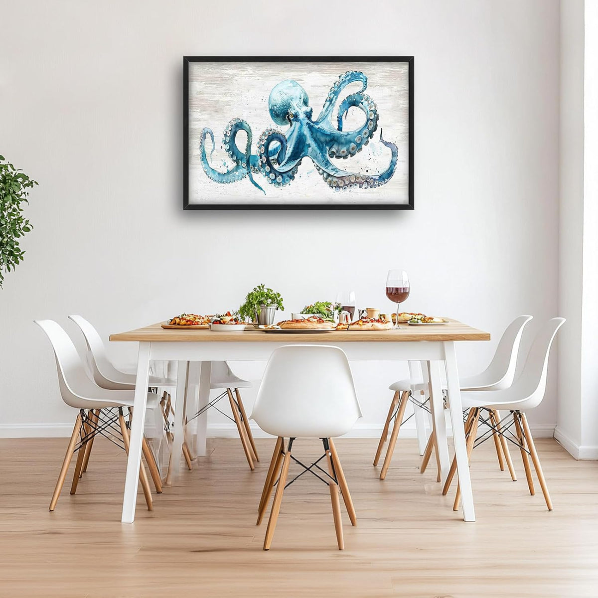 Octopus Large Wall Art Ocean Sea Nautical Pictures Rustic Blue Octopus Animal Wall Decor Canvas Print Painting Artwork for Bathroom Living Room Bedroom 36L" x 24W"