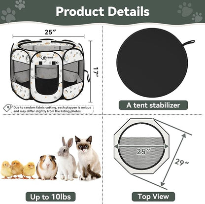 Siedihit Dog Cat Playpen, Puppy Pet Playpen Indoor for Small Dog Crate Tent | Cage Outdoor, Portable Pop Up Dogs Enclosure Kennel with Carrying Case for Dogs/Cats/Rabbits (Cute, Small)