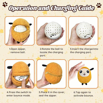 Interactive Moving Dog Toys, 2025 Upgraded Jumping Squeaky Moving Dog Ball, Rechargeable Plush Chew Toys for Small/Medium/Large Dogs to Keep Them Busy (Sheep)