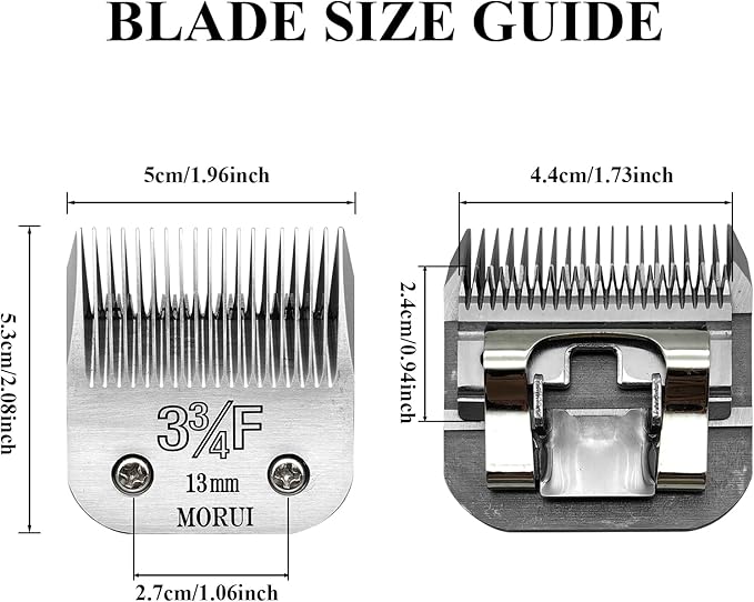 3-3/4F Cut Length 1/2"(13mm) Detachable Pet Dog Clipper Blades UltraEdge Series Clipper Blades for Dog Grooming Compatible with Most Andis,Oster A5 Wahl KM Series Clippers