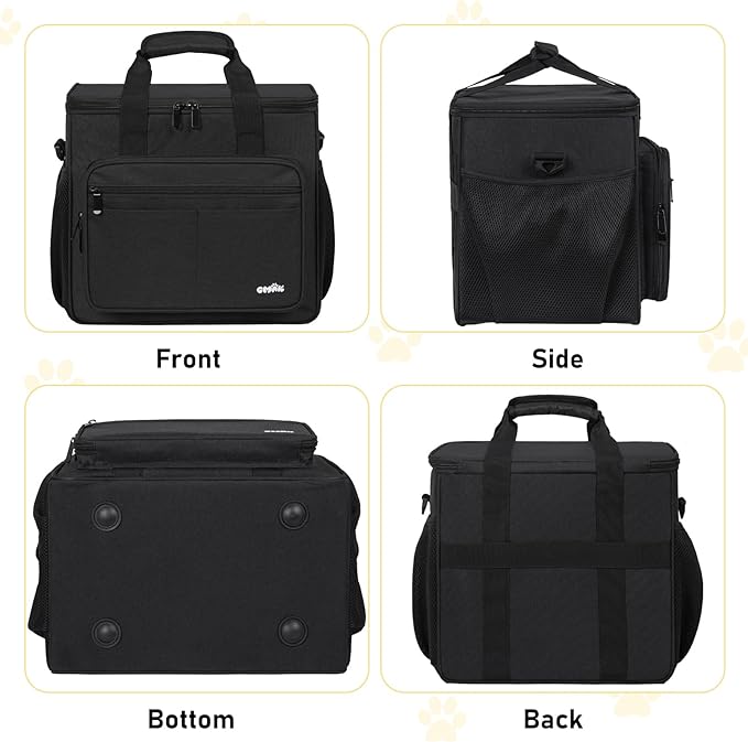 Pet Grooming Bag, GMAK Pet Grooming Tote Bags Supplies Organizer Case Dogs Cats Tools Organizer Tote for Pets Grooming Tools Kit, Clippers, Brush, Scissors or Other Pets Care Supplies, Black(Bag Only)