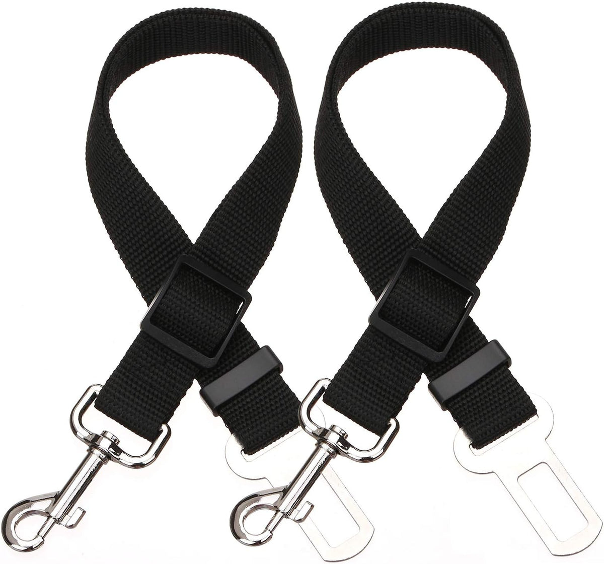 Elisel Elisel 2 Packs Adjustable Length Pet Dog Cat car seat Belt Pet seat Belt Pet Accessories for Dogs Cats and Pets (Black)