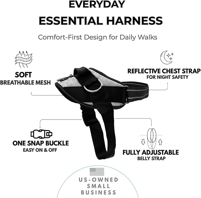 ShawnCo Essential Dog Harness, No-Pull Pet Vest (Arctic Camo,S) | 3 Leash Clips, Easy On, No-Choke, Reflective, Adjustable Fit, Padded Comfort, Control Handle, For Small, Medium & Large Dogs