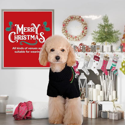 PETCARE Dog Christmas Sweater Black Ugly Funny Cute Cartoon Reindeer Cat Sweaters Jumper Holiday Dog Clothes Puppy Sweaters for Small Medium Large Dogs Fall Winter Outfits Xmas Dogs Costume,X-Small
