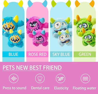 Squeaky Plush Dog Ball, Dental Care, Skin-Friendly and Soft and Relieve Stress, Little Monster Plush Ball Toy Suitable for All Breeds (Rose Red, Small)