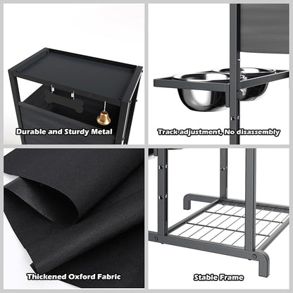 Elevated Dog Bowls, Height Adjustable Raised Dog Bowl Stand (4.5'' to 12''), Organizer Bowl Holder for Large Medium Dogs