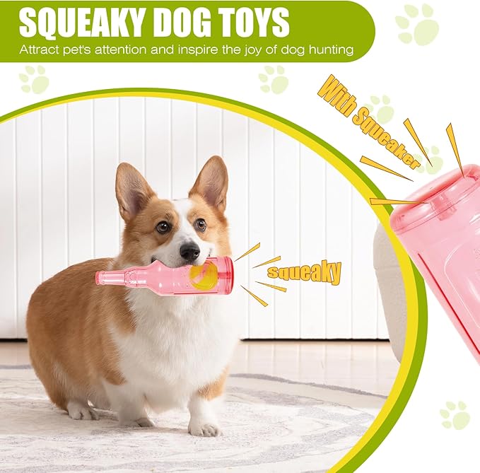Dog Toy, Dog Squeak Toy, Floating Dog Toy, Interactive Fetch Toy for Play and Training, Bottle Shape with Tennis Ball Inside (Single Small)