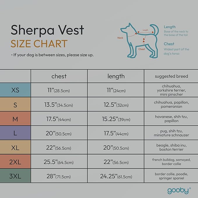 Gooby Sherpa Vest - Warm Gray, 2X-Large - Fuzzy Fleece Step-in Dog Jacket - Winter Small Dog Sweater