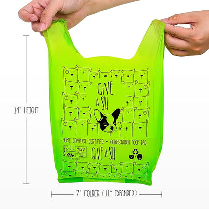 Certified Home Compostable Dog Poop Bags with Handles - 10% to Charity - ASTM D6400 & EN 13432 Compliant - 240 x Large Plant Based Compostable Poop Bags (1 Pantry Roll)