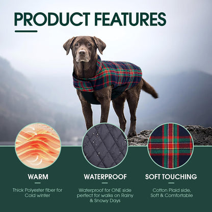 Kuoser Waterproof Dog Coat, Reversible Dog Jacket for Small Dogs, Adjustable Durable Doggie Winter Coat Warm Cozy Puppy Cold Weather Apparel from Small to Large Breed, RoyalBlue S