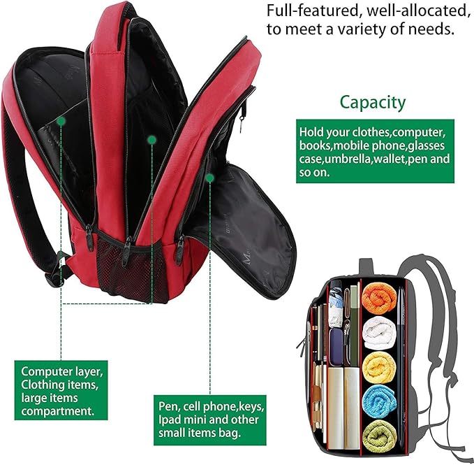 MATEIN Laptop Backpack for Womens, School Backpack with USB Port for Student Supplies and College Accessories, Water Resistant Travel Daypack Cute Book Bag for Teens and Ladies Fit 15.6 In Computer