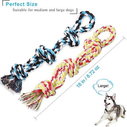 UPSKY Dog Rope Toys 2 Nearly Indestructible Pet Toys for Medium to Large Breed, Dental Cleaning Chew Toys, Dogs Tug Toy for Boredom, Teething for Aggressive Chewers