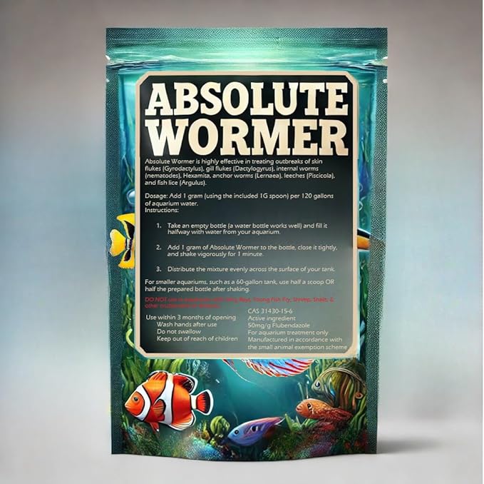 Freshwater and Saltwater Fish Powder Medication. with parasites and Flukes. (5G - Treats 600 GALLONS)