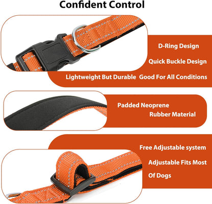 Reflective Dog Collar Padded with Soft Neoprene Breathable Quick Release Basic Dog Collars for Puppy Small Dogs Orange