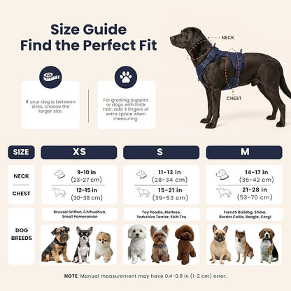 No Pull Dog Harness and Leash Set 3-in-1 Adjustable Anti Pull Dog Harness with Hands-Free Matching Leash,Poop Bag Holder,Easy Walk Dog Harness Medium Sized Dog(Navy Blue)