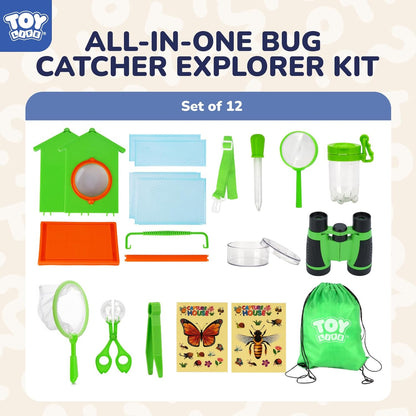 TOY Life Bug Catcher for Kids, Bug Catching Kit Kids Explorer Kit with Bug Net, Catching Tool, Tweezers, Magnifying Glass, Binoculars, Insect Catcher, Educational Outdoor Toys Kid Adventure Set