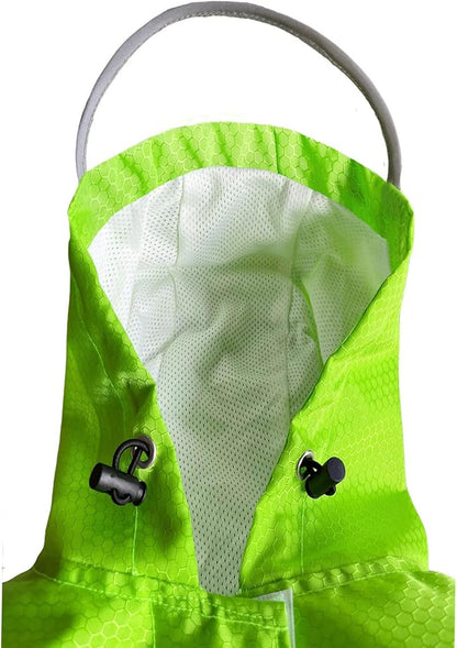 Dog Raincoat Waterproof Reflective Slicker - Lightweight Breathable Hooded Poncho Rain Coat Jacket with Adjustable Belly Strap and Leash Hole for Small Medium Large Dogs (X-Large, Green)