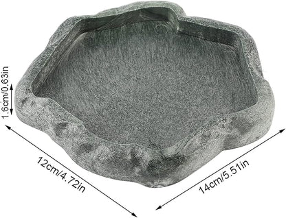 AYNEFY Reptile Food Water Rock Bowls,Resin Reptile Feeder Lizard Feeding Dish Amphibian Feeder Bowl Terrarium Decor for Bearded Dragons Leopard Gecko Frog Snake(Emerald