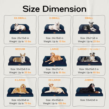 Dog Bed Medium Size Dog-Orthopedic Waterproof Bed for Dogs,Foam Couch Sofa with Washable Removable Cover & Non-Slip Bottom-Navy Blue