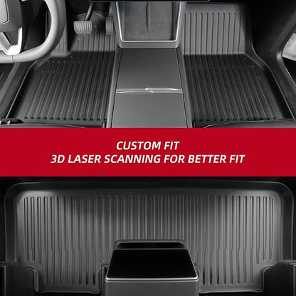 9PCS Full Set of Floor Mats for New 2025 2026 Tesla Model Y Juniper 5-Seats (Not fit Standard) All Weather TPE Front Rear Trunk Cargo Liner Backrest Mats Frunk Mat Accessories Black