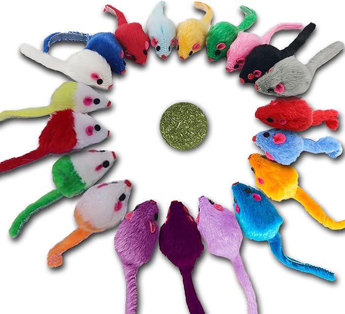 Furry Cat Toys Mice Rattle Interactive Mouse Toy for Indoor Cats Catnip Ball Kitten Kitty Pet Play Assorted Color