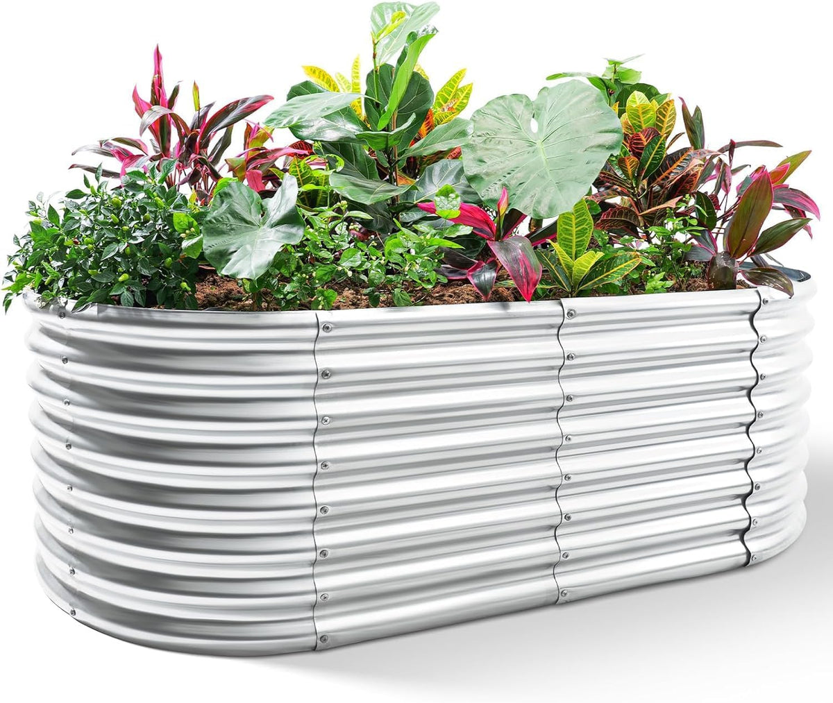 Land Guard Galvanized Planter Raised Beds, 631.99ft Keyhole Raised Garden Bed