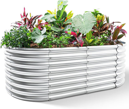 Land Guard Galvanized Planter Raised Beds, 631.99ft Keyhole Raised Garden Bed