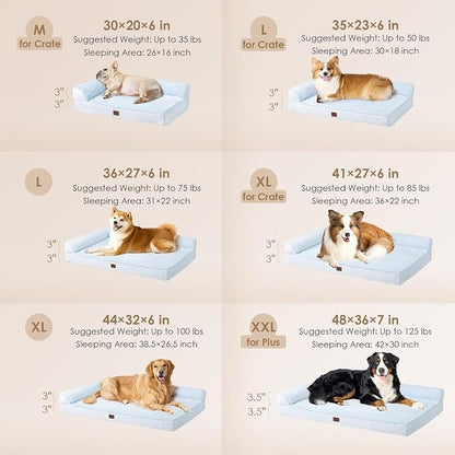 EHEYCIGA Memory Foam Dog Bed for Crate, L Plus Orthopedic Dog Bed, Washblue | Washable Removable Cover, Waterproof Flat Pet Sofa Couch with Nonskid Bottom, 41x27x6.5