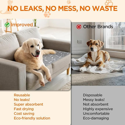Washable Pee Pad for Dogs, 2 Pack Extra Large Puppy Pads, 54"x54" | Super Absorbent, Waterproof & Leakproof, Non-Slip Bottom, Machine Washable, For Floors, Beds, Couches, Crates, Carpets, Cars