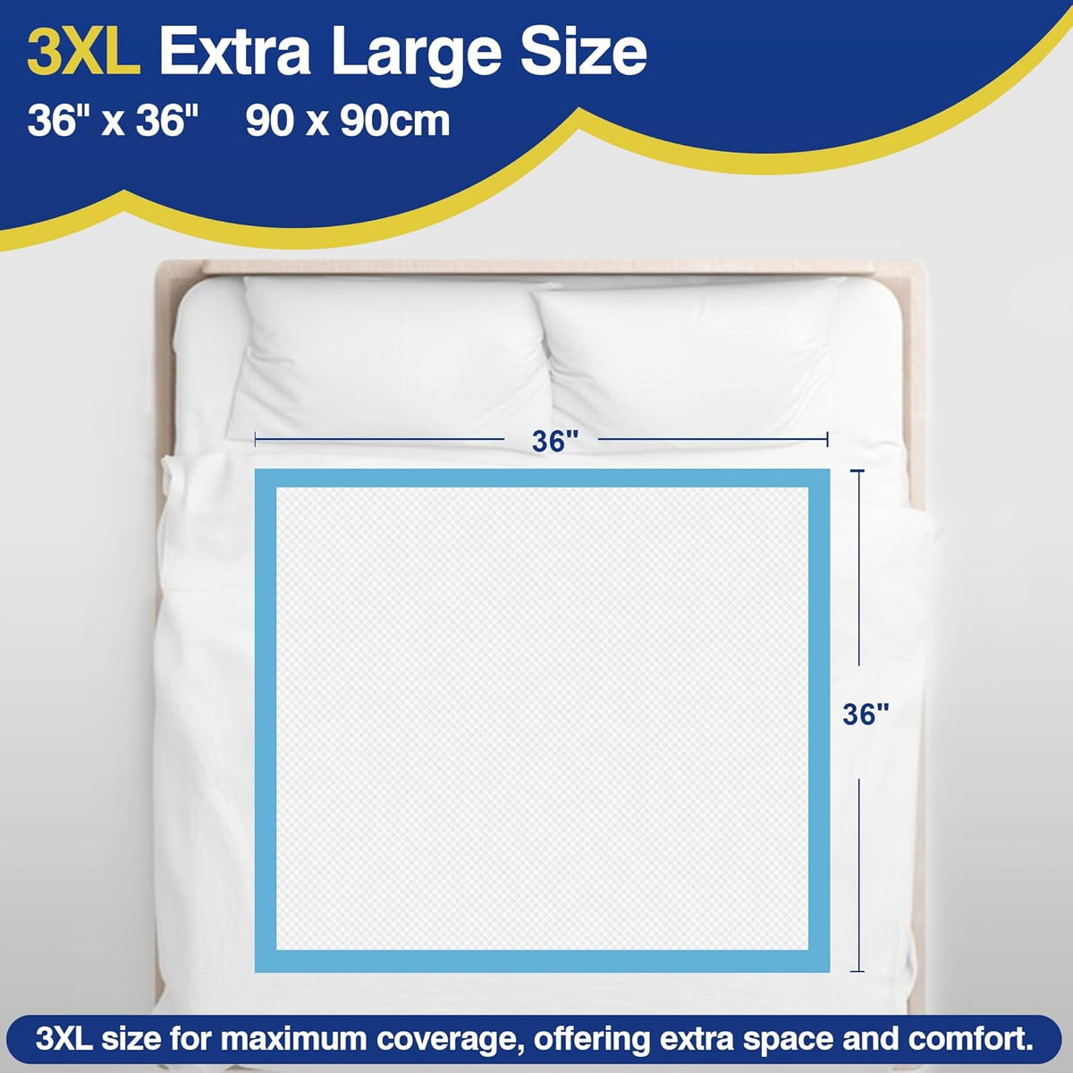 MKISS Bed Pads Disposable 36" x 36" (50 Counts), Large Incontinence Underpads Leakproof Quick Drying Max Absorbent Disposable Pee Pads for Adults, Baby, Puppy, Children, Elderly