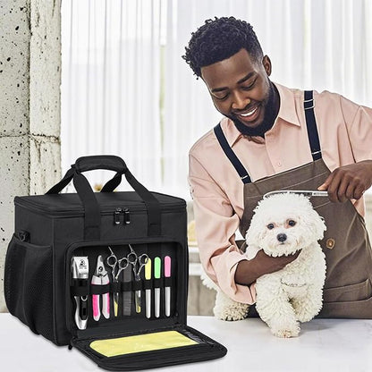 Pet Grooming Bag, GMAK Pet Grooming Tote Bags Supplies Organizer Case Dogs Cats Tools Organizer Tote for Pets Grooming Tools Kit, Clippers, Brush, Scissors or Other Pets Care Supplies, Black(Bag Only)