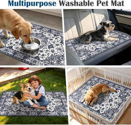 Washable Pee Pads for Dogs, 2 Pack Reusable Puppy Training Pads 48"x32" Super Absorbent Waterproof Dog Training Pads, Non-Slip Potty Pads, Whelping Pads Litter Mat Navy Blue