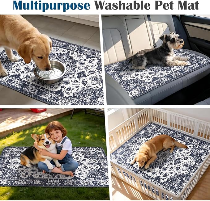 Washable Pee Pads for Dogs, 2 Pack Reusable Puppy Training Pads 40"x26" Super Absorbent Waterproof Dog Training Pads, Non-Slip Potty Pads, Whelping Pads Litter Mat Navy Blue