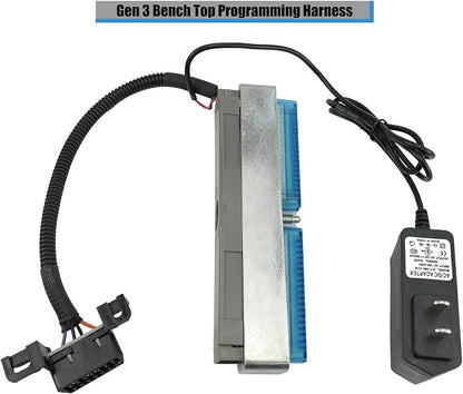 LS Gen 3 ECM Engine Programming Control Module Reader Diagnostic PCM Bench | Harness w/Power Supply, Fit for GM Chevy all Blue/Red & Blue/Green 1999-2007, OBD2 Port, 18 Gauge, 12 Volt