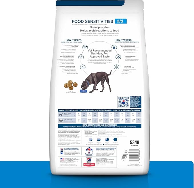 Hill's Prescription Diet d/d Skin/Food Sensitivities Potato & Venison Formula Dry Dog Food, Veterinary Diet, 17.6 lb. Bag