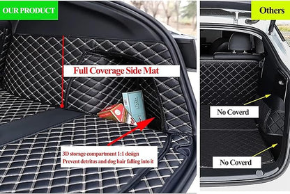 Trunk Mat Cover Compatible with BMW X5 PHEV 2019-Current Back Seat Cover & Cargo Liner & High Side Mats Heavy Duty Leather Mat - Beige