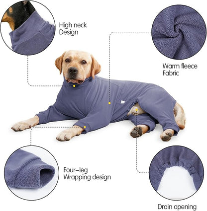 Dog Winter Coat,Warm Dog Jacket,Puppy Polar Fleece High Collar Full Body Snowsuit,Comfort Windproof Sweater(Grey,XL)