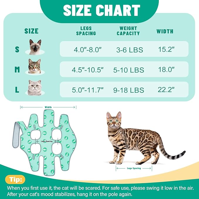 Supet Cat Grooming Hammock, Soft Fabric Nail Clipper Hammock, Self-Adhesive Wrap for Cutting Nails, Quickly Calm Down for Medicine, Teeth Brushing, Ear Cleaning