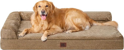 EHEYCIGA Extra Large Dog Bed Othorpedic, Memory Foam XL Dog Bed with Washable Removable Cover, Waterproof Pet Sofa Couch XLarge Size Dogs with Nonskid Bottom, 44x32x6.5, Camel | Washable Removable Cover, Waterproof Flat Pet Sofa Couch with Nonskid Bott...