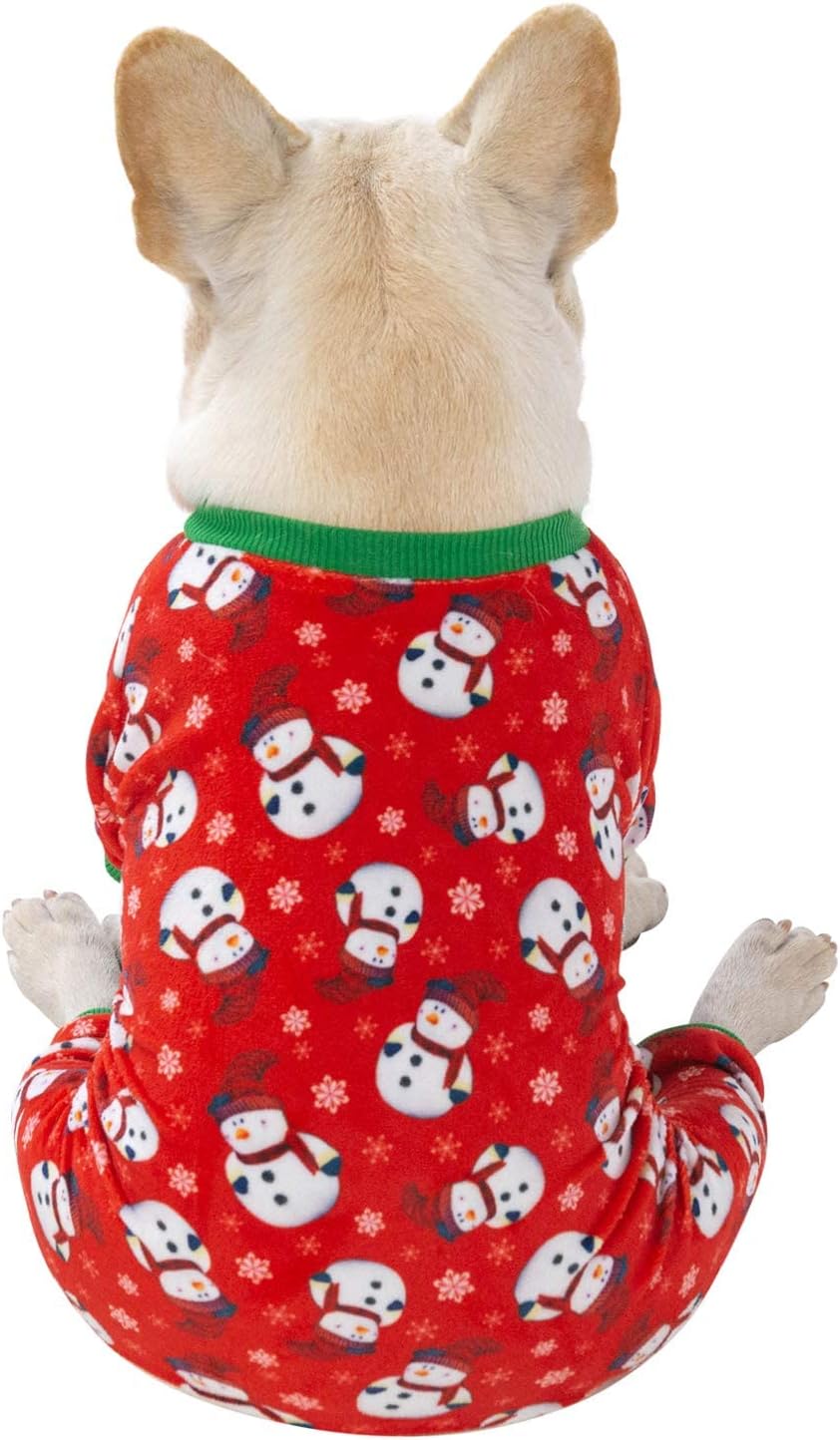 CuteBone Dog Christmas Pajamas Puppy Onesies Small Dogs Soft Pjs Coat Cat Apparel Comfy Pet Clothes Outfit Doggie Bodysuit P136S