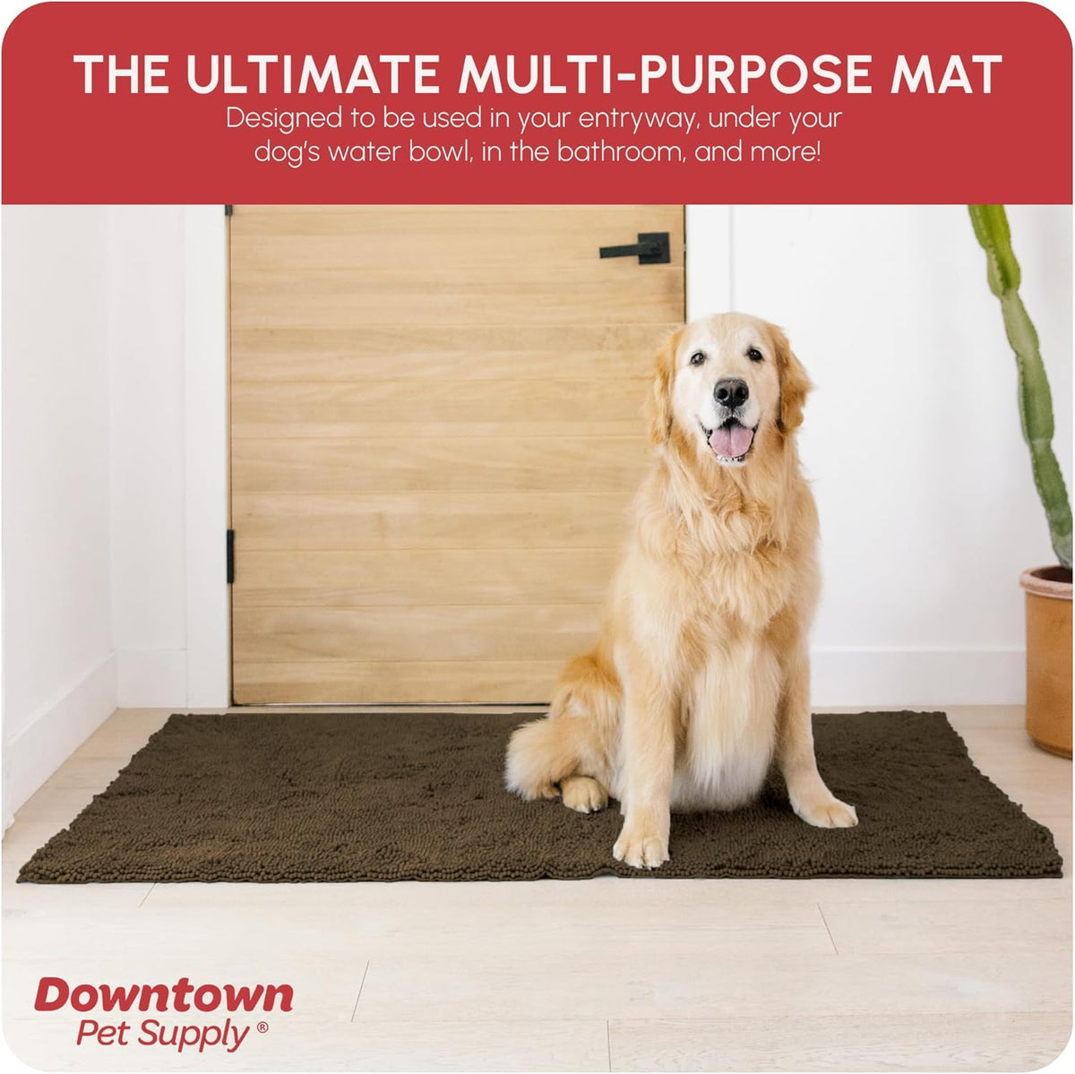 My Doggy Place Microfiber Dog Mat for Muddy Paws, 60" x 36" Brown - Non-Slip, Absorbent and Quick-Drying Dog Paw Cleaning Mat, Washer and Dryer Safe - X-Large/Runner