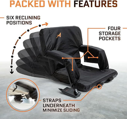 ACELETIQS Heated Stadium Seats for Bleachers with Back Support - Upgraded Model and Extra Heat - Upgraded 3 Levels of Heat - Foldable Chair - Cushioned, 4 Pockets (20" Double Heated)