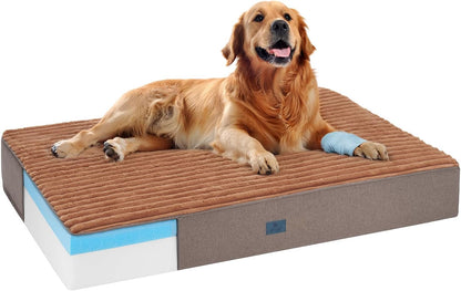 Veehoo Orthopedic Memory Foam Dog Bed, 7 Inch Thick Extra Large Dog Bed XL for Senior Dogs with Ultra-Soft Fluffy Surface, Waterproof Liner, Removable Washable Cover and Non-Slip Bottom, 48"x30"x7"